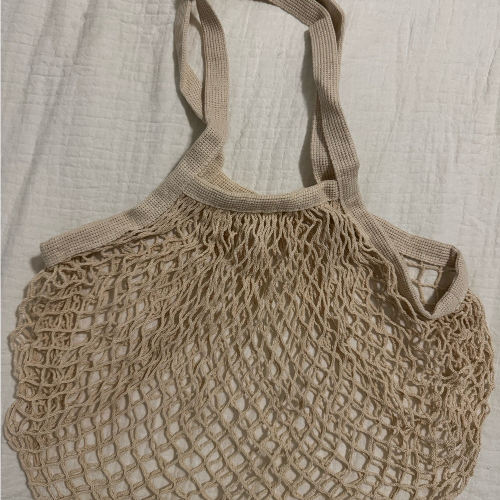 Beige Mesh Tote Bag